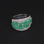 Emerald 925 Sterling Silver Size 8 Ring 