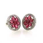 Ruby Oval Cut Sterling Silver Earrings 