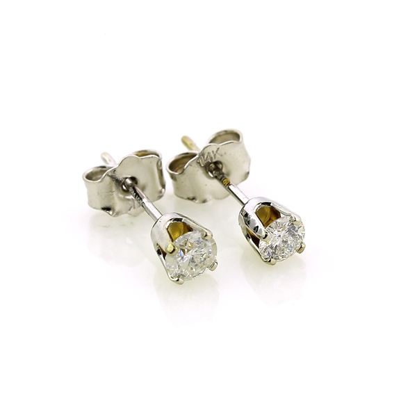 0.28 Carat No Reserve Auction Opportunity! Diamond Earrings in 14KT White Gold! 