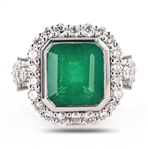 App: $46,234 8.77ct Emerald and 1.91ctw Diamond Platinum Ring (GIA CERTIFIED) (Vault_R47) 