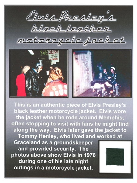 Elvis Presley Black Biker Jacket Swatch with Certificate