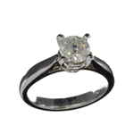 14K White Gold, 0.98CT Round Cut Diamond Ring