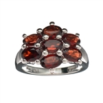 3.71CT 7 Oval Cut Garnets 925 Sterling Silver Ring   