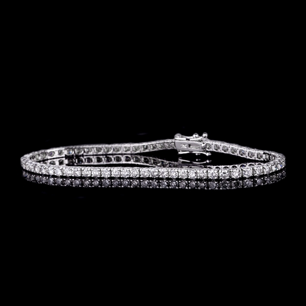 High End 18KT White Gold Custom Made 4.03CT Round Brilliant Cut Diamond Tennis Bracelet! (VGN A-34) 