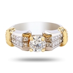 App: $7,785 0.71ct SI2 CLARITY CENTER Diamond 18K White and Yellow Gold Ring (1.51ctw Diamonds) GIA CERTIFIED (Vault_R47) 