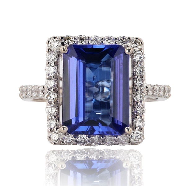 App: $10,950 3.38ct Tanzanite and 0.67ctw Diamond 18K White Gold Ring (Vault_R47) 