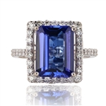 App: $10,950 3.38ct Tanzanite and 0.67ctw Diamond 18K White Gold Ring (Vault_R47) 