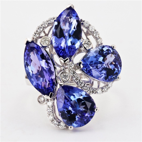 App: $18,356 8.99ctw Tanzanite and 0.31ctw Diamond 18K White Gold Ring (Vault_R47) 