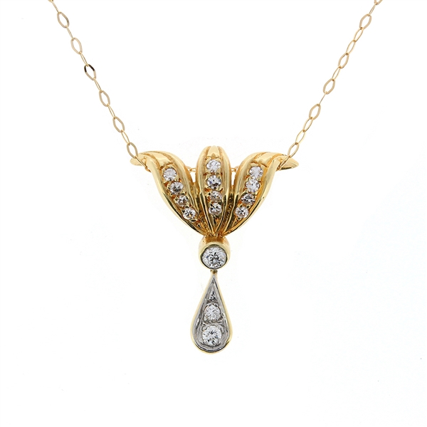 14KT Yellow Gold 0.06CT Diamond Pendant -PNR-