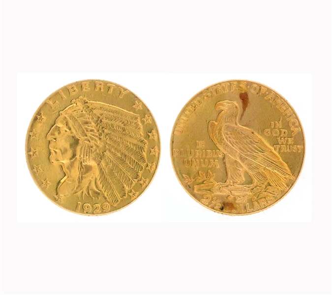 1929 $2.50 U.S. Indian Head Gold Coin