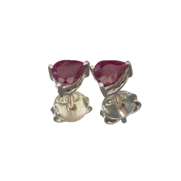 0.50CT Pear Cut Ruby And Platinum Over Sterling Silver Earrings