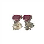 0.50CT Pear Cut Ruby And Platinum Over Sterling Silver Earrings