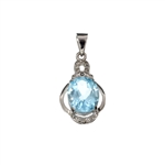 4.55CT Blue Topaz And White Sapphire Sterling Silver Pendant