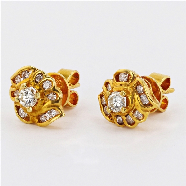 14K Yellow Gold 0.50CT Diamond Earrings -PNR-