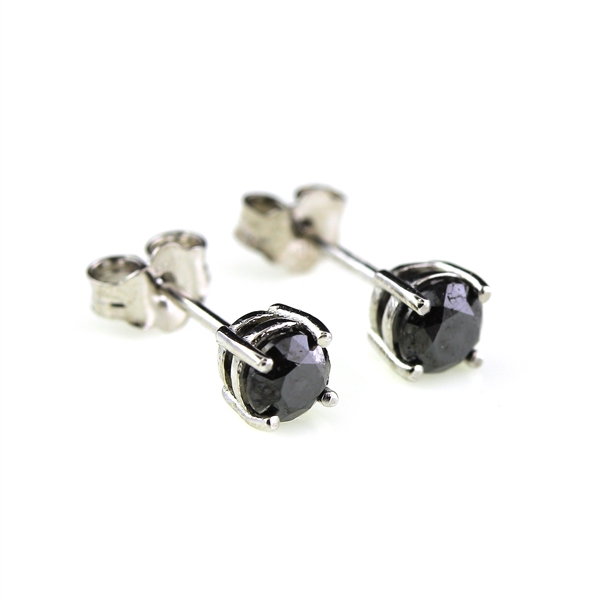 White Gold 0.70 Carat Brand New Limited Quantity Custom Made Black Diamond Earrings! 