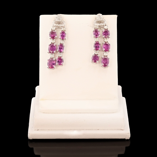 App: $19,360 4.85ctw UNHEATED Purple Pink Kashmir Sapphire and 0.52ctw Diamond Platinum Earrings (GIA CERTIFIED) (Vault_R47) 