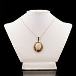 App: $12,325 10.81ct Multi-Color Opal, 4.99ctw Multi-Color Sapphire and 0.43ctw Diamond 14K Yellow Gold Pendant (Vault_R47) 