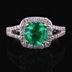 App: $5,085 1.35ct Emerald and 0.62ctw Diamond 18K White Gold Ring (Vault_R47) 