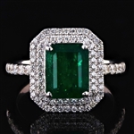 App: $16,100 3.47ct Emerald and 0.56ctw Diamond 14K White Gold Ring (Vault_R47) 