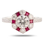 App: $3,750 0.88ctw Diamond and 0.37ctw Ruby Platinum Ring (Vault_R47) 