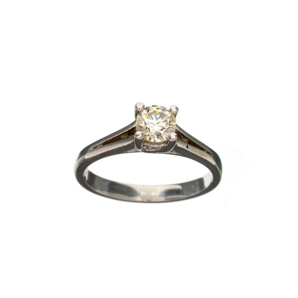 14KT. White Gold, 0.50CT Round Cut Diamond Ring