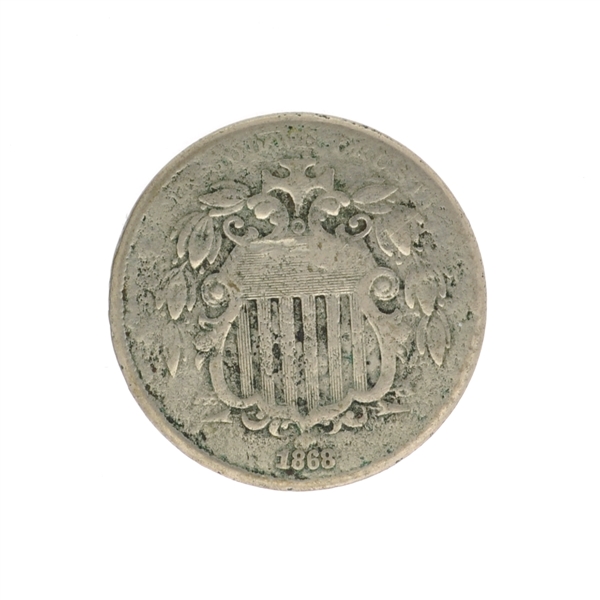 1868 U.S. Shield Five Cent Nickle Coin