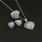 Tanzanite Ring size 7, Earrings, and Pendant Sterling Silver Collection 