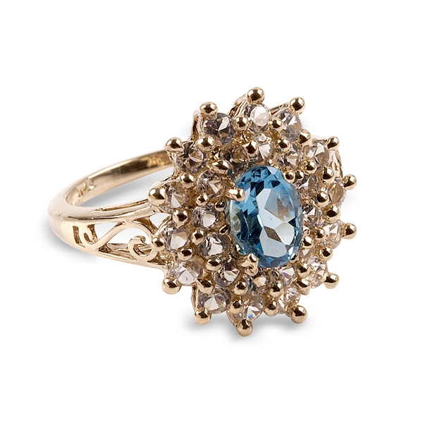 14KT. Gold, 2.11CT Topaz And White Sapphire Ring