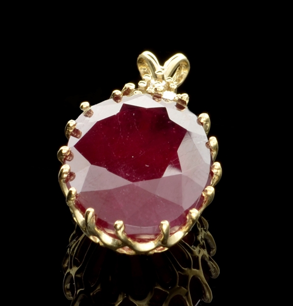 14 kt. Gold, 17.38CT Ruby And Diamond Pendant