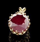 14 kt. Gold, 17.38CT Ruby And Diamond Pendant