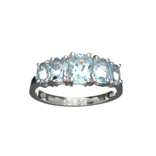 3.00CT Cushion Cut Blue Topaz And Sterling Silver Ring