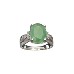 3.65CT Green Emerald And Cubic Zirconia Sterling Silver Ring