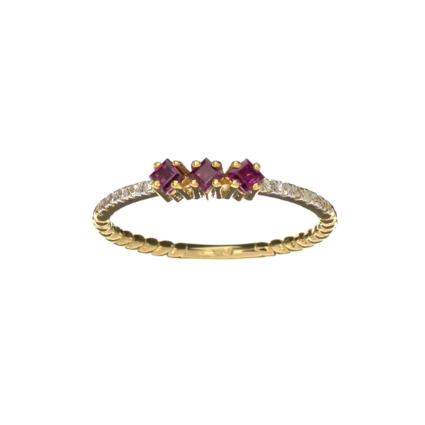 14KT. Gold, 0.20CT Ruby And Diamond Ring