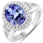 14KT. White Gold 3.95 Tanzanite and Diamond Ring -PNR-