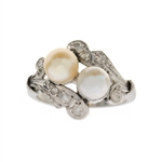 Platinum 7.50mm Pearl and Diamond Ring -PNR-