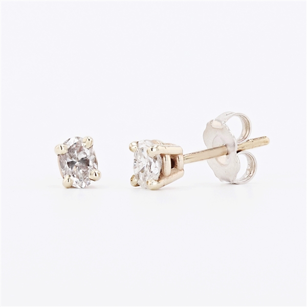 14K Yellow Gold 0.46CT Diamond Solitaire Earrings -PNR-