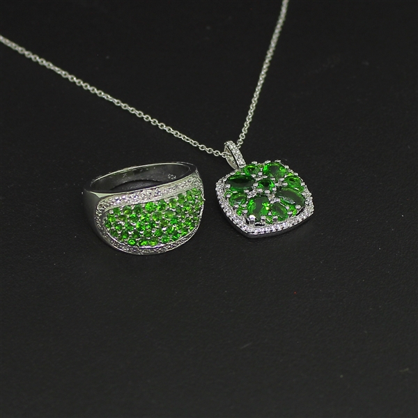 Chrome Diopside Ring size 7 and Pendant Sterling Silver Collection 