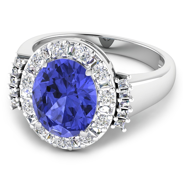 Exquisite 3.43ct Tanzanite Gemstone Ring in White Gold Setting with Diamond Layers! (Vault_Q)