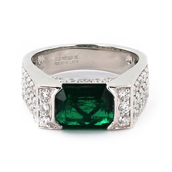 App: $29,370 2.37ct Emerald and 1.37ctw Diamond 18K White Gold Ring (Vault_R48) 