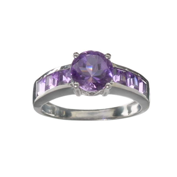 2.15CT Purple Amethyst And Sterling Silver Ring 