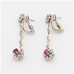 APP: 4.5k 18KT White Gold 0.40CT Ruby and Diamond Earrings -PNR-