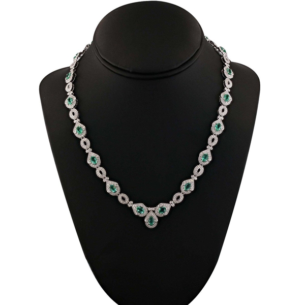 App: $31,750 8.01ctw Emerald and 4.05ctw Diamond Platinum Necklace (Vault_RR01) 