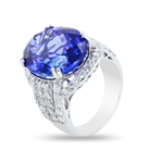 App: $77,340 18.60ct Tanzanite and 2.38ctw Diamond Platinum Ring (GIA CERTIFIED) (Vault_RR01) 