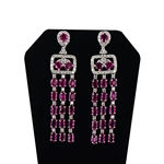 App: $26,765 9.09ctw Ruby and 2.20ctw Diamond Platinum Chandelier Earrings (Vault_R48) 