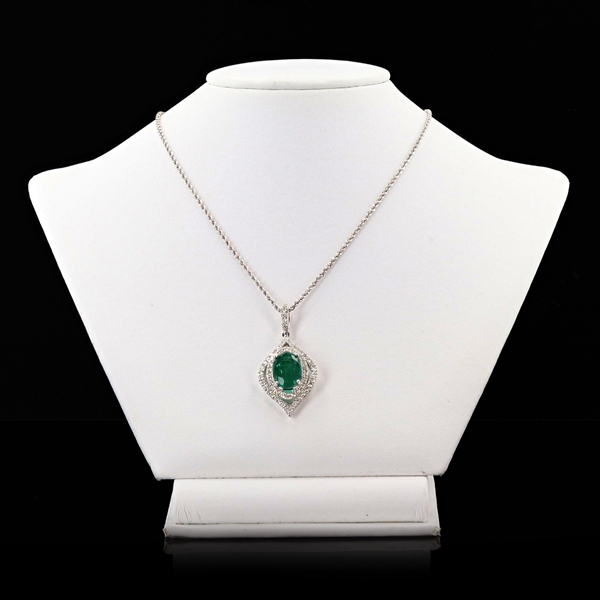 App: $38,520 5.59ct Zambian Emerald and 1.25ctw Diamond Platinum Pendant (GIA CERTIFIED) (Vault_R48) 