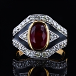 App: $17,590 2.32ct Ruby and 0.86ctw Diamond 18K Yellow and White Gold Ring (GIA CERTIFIED) (Vault_R48) 