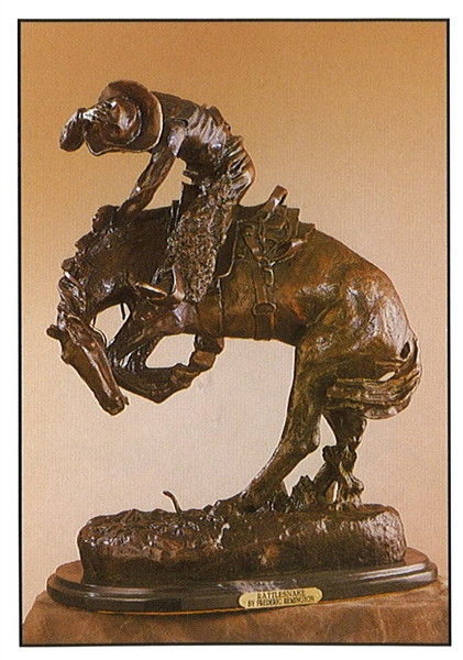 Rattlesnake Bronze by Frederic Remington Rendition 8.5" x 7"  (SKU-AS) (Vault_AS)