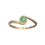 Fine Jewelry, 14KT. Gold, 0.24CT Round Cut Emerald And Diamond Ring