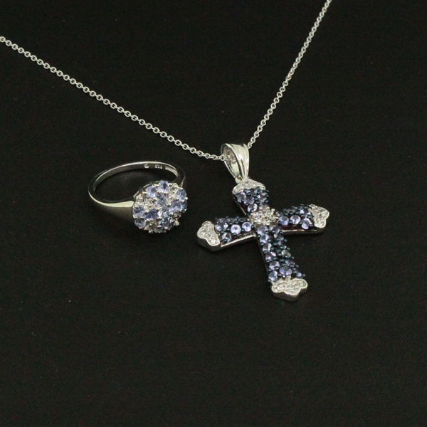  Tanzanite Ring size 6 and Pendant Sterling Silver Collection 