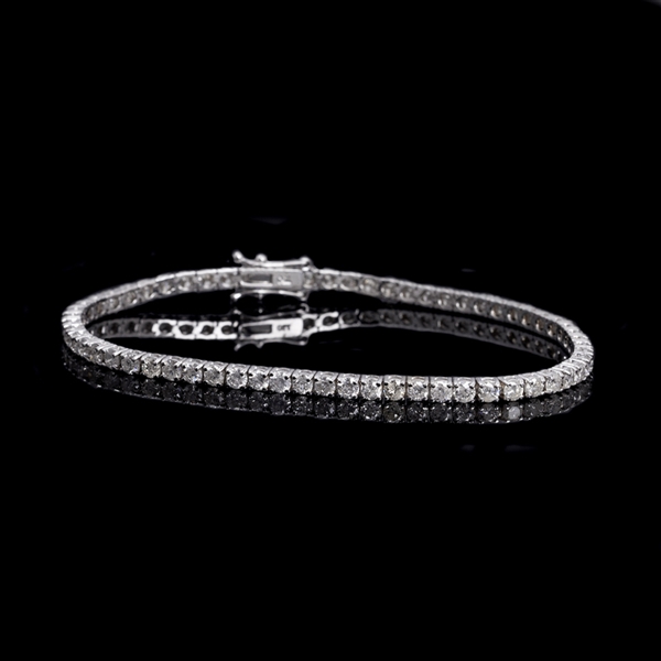 Custom Made 18KT White Gold with 5.03CT Round Brilliant Cut Hand Selected Diamonds! Gorgeous Quality Tennis Bracelet! Great Investment! (VGN A-35) 